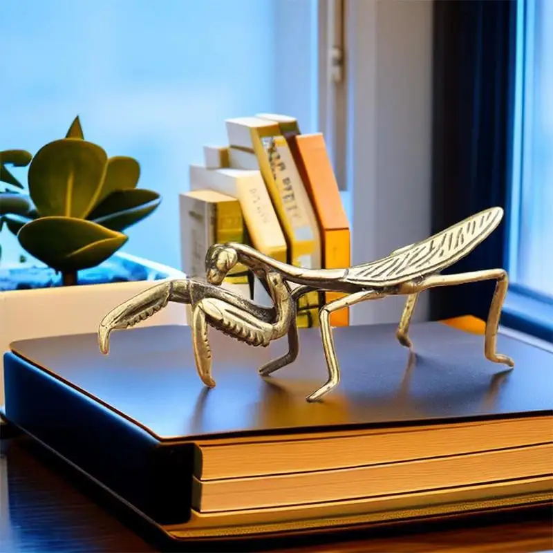 △ Copper Mantis Miniature Ornament Vintage Flower Pot Decoration Decorative Craft Accessories Tea Pet Antique
