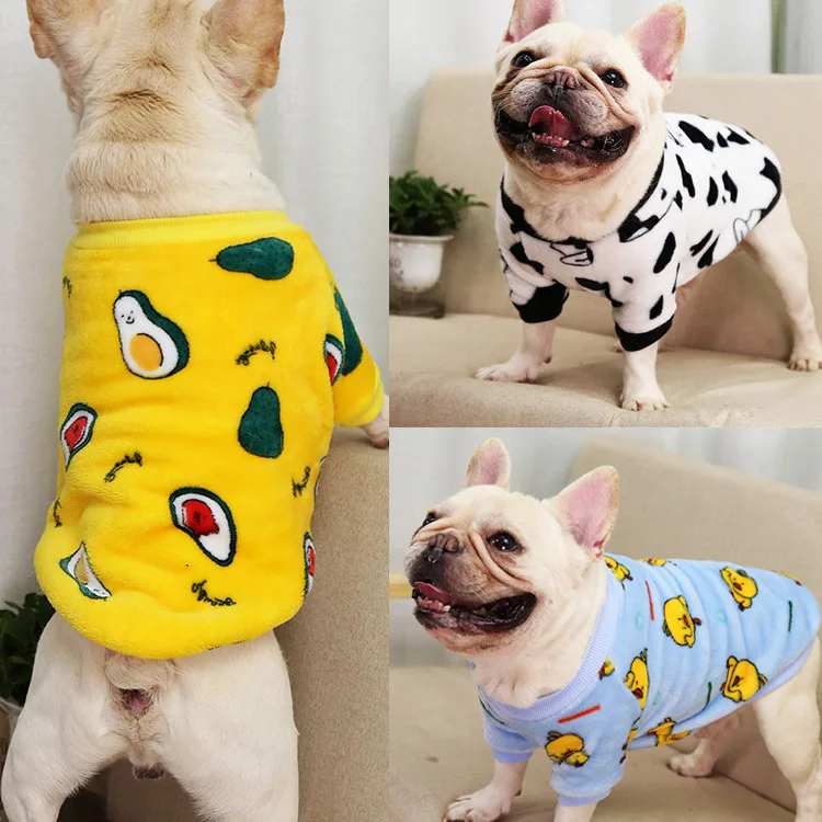 Autumn and winter warm pajamas coat small medium and large Method Bulldog cat dog pet supplies two-legged clothes Dog clothes