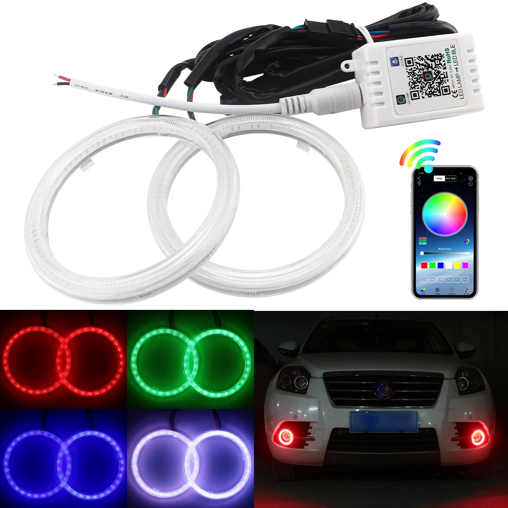 

2PCS/Set Car Halo Rings RGB APP Bluetooth Angel Eyes Wierless for Car Motorcycle Headlight 60MM 70MM 80MM 90MM 100MM 110MM 120MM