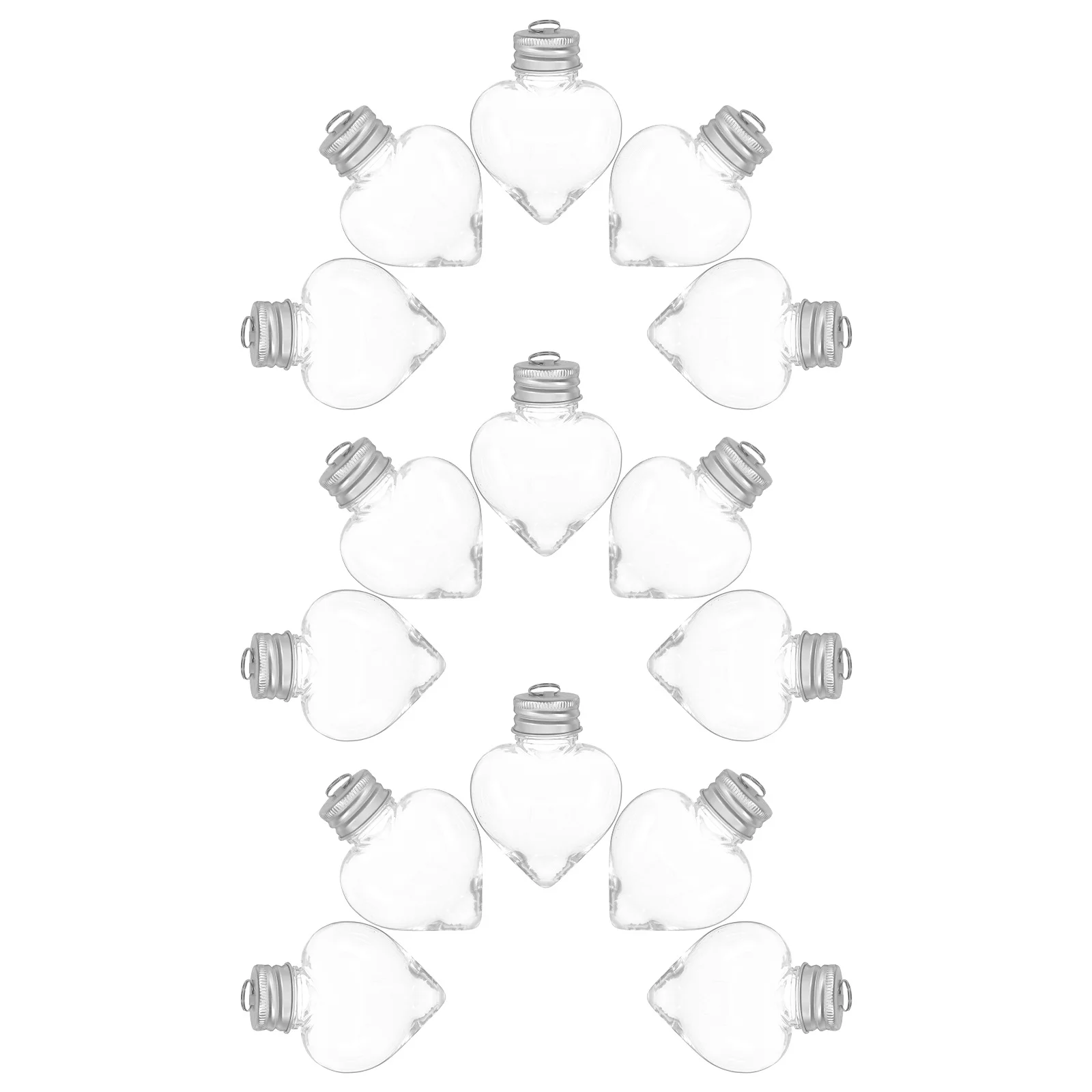 

20Pcs Clear Heart Shape Plastic Bauble Fillable Ornament for DIY Craft Candy Drink Wishing Bottle Plastic Bottles with Lids