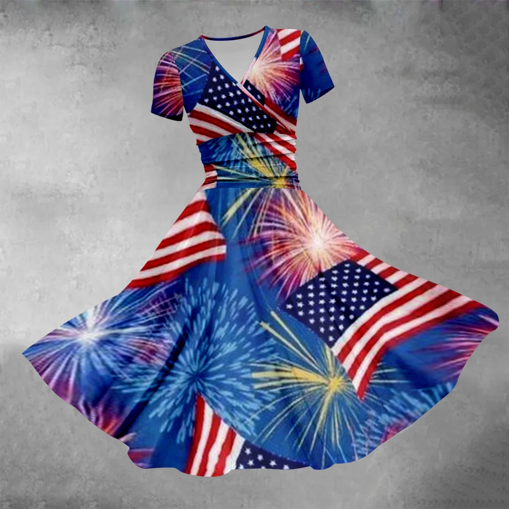 

Elegant Party Dresses 2024 Summer Streetwear Women Flag Print Maxi Dress Luxury Evening Dresses Girl Robe Resort Beach Vestidos