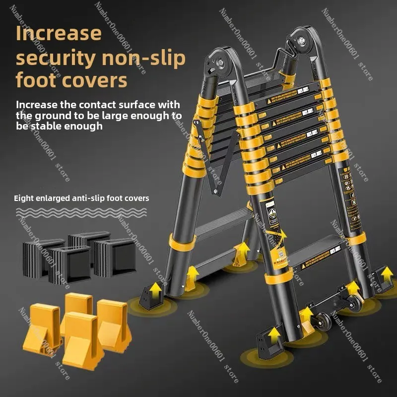 

Aluminum Alloy Thickened Telescopic Ladder Portable Engineering Folding Home Elevating Straight Ladder Herringbone Staircase