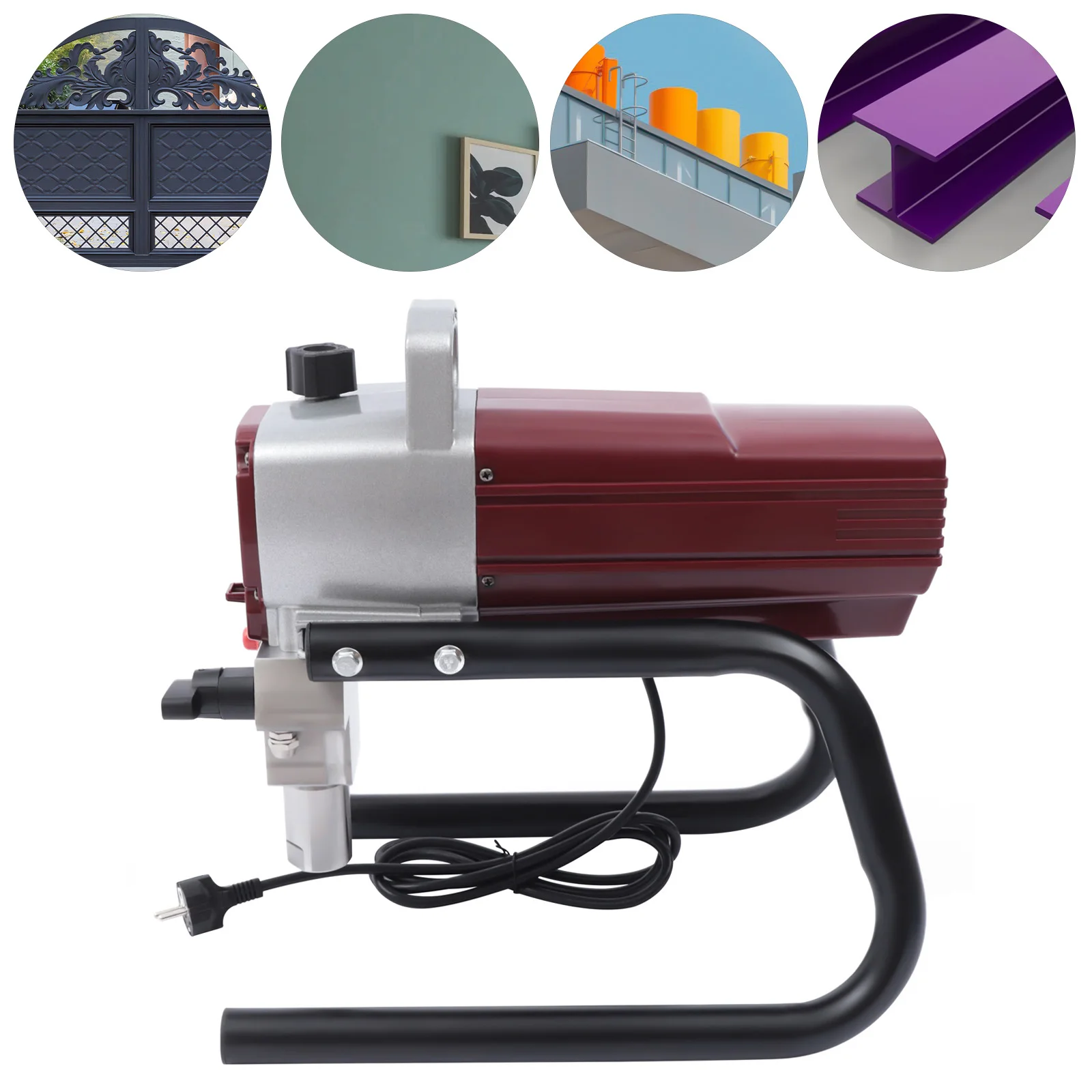 Electric Sprayer Gun Kit 1800W 220V Airless Paint Sprayer Machine Adjustable Spray Pressure with Pipe for Wall & Ceiling