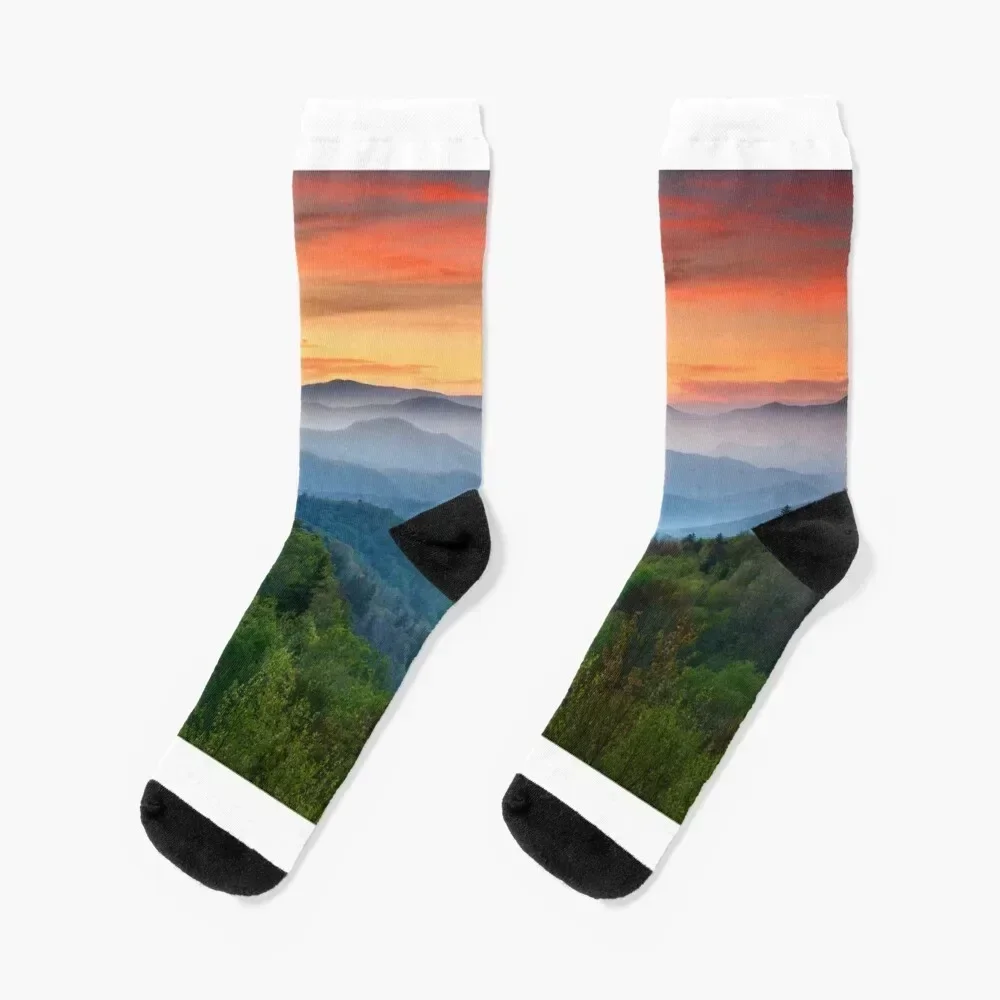 

Smoky Mountains Sunrise - Great Smoky Mountains National Park Socks Running Thermal man winter crazy anti-slip Socks Men Women's