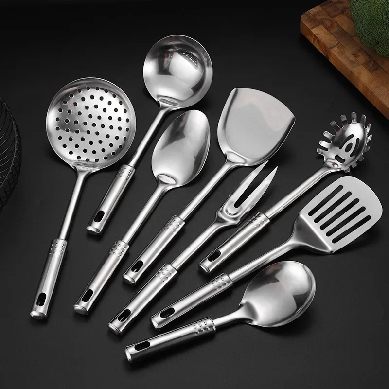 New Kitchen Stainless Steel Cooking Spatula Shovel Colander Kitchenware Pots Set Utensils Rice Soup Spoons Cookware Accessories