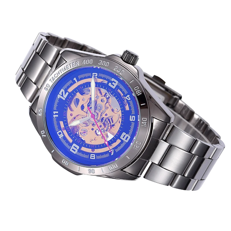 ساعات ميكانيكية من SHENHUA-Skeleton steampانك للرجال ، ساعة معصم أوتوماتيكية ذاتية الرياح ، مؤشر مضيء ، ساعة مقاومة للماء ، علامة تجارية