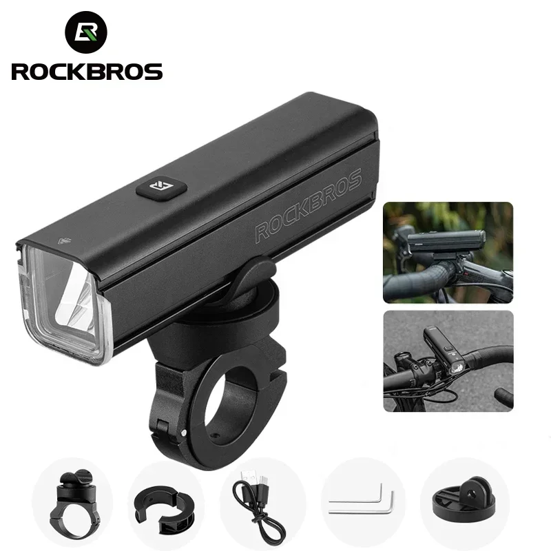 ROCKBROS Bicycle Light 1000LM 4500mAh Bike Light IPX6 Flashlight Aluminum Front Lamp Type-C Charging MTB Road Cycling Highlight