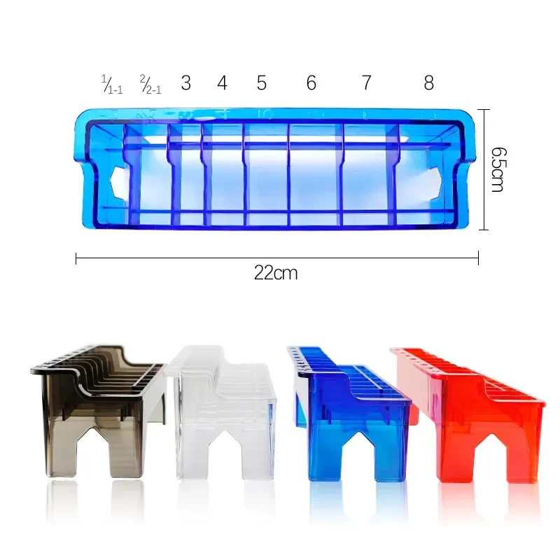 Estojo de armazenamento para pente de barbeiro, 8 pinças, guia universal para pente, suporte de prateleira, organizador de salão, ferramentas de