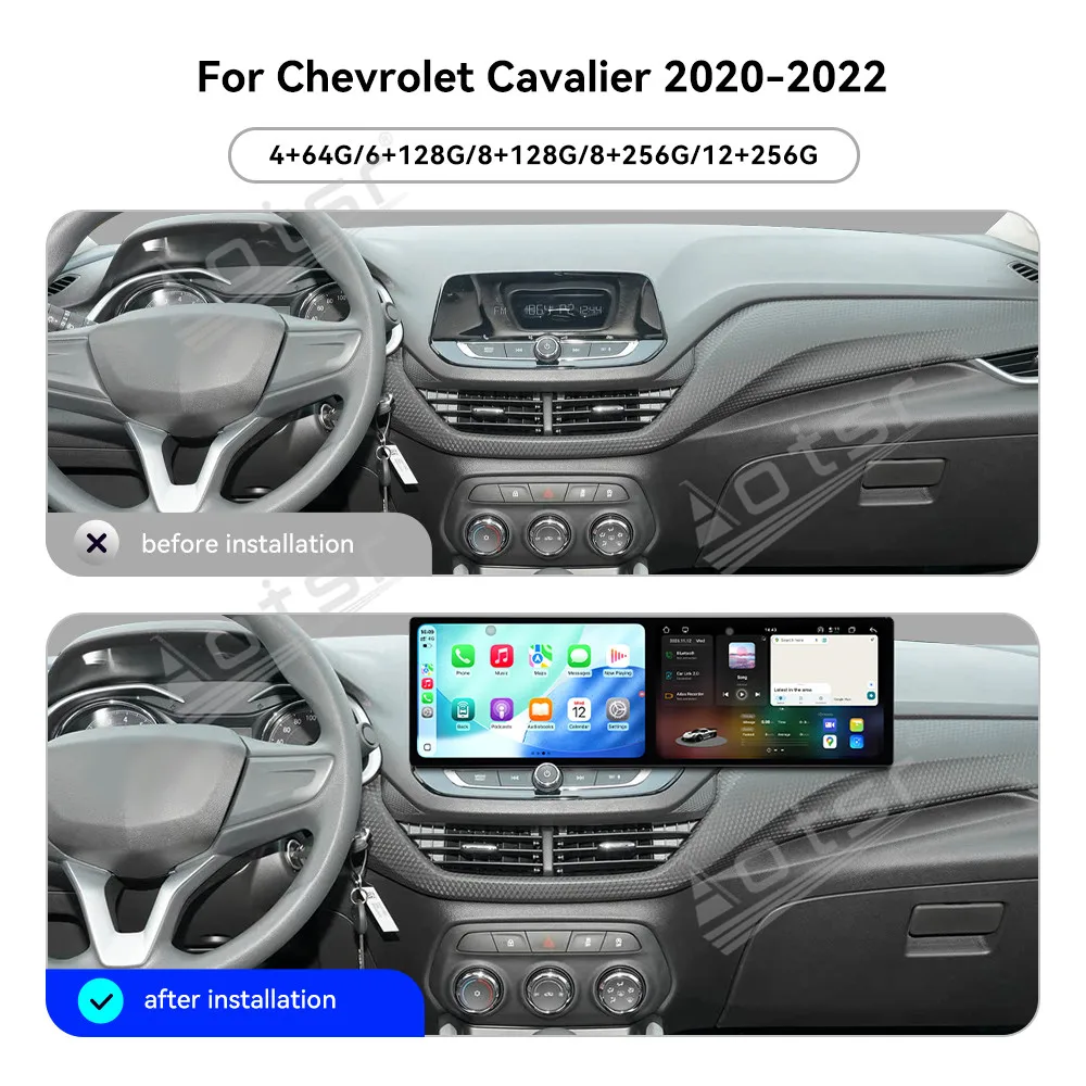 Dual 10,1 ''Android 15 para Chevrolet Cavaller 2020-2022 Radio de coche navegación GPS pantalla CarPlay reproductor Multimedia unidad principal