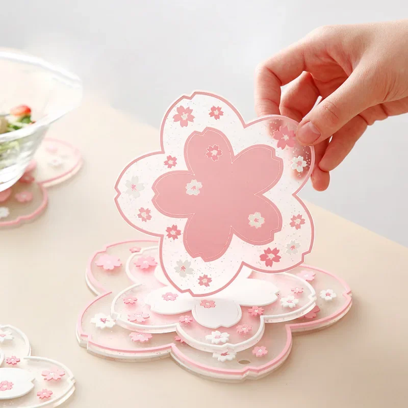 Sakura Mats Cherry Blossom Heat Insulation Coaster Anti-Skid Cup Pads for Tea Milk Mug Coffee Kitchen Table Accessories
