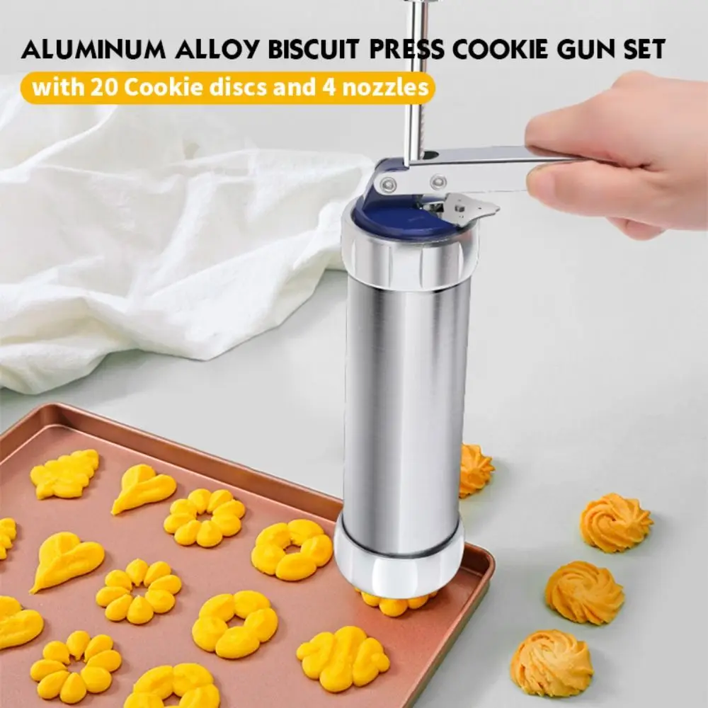 

Aluminium Alloy Cookie Machine Mold 20 Cookie discs Manual Operation Cookie Press Kit Multifunction Professional