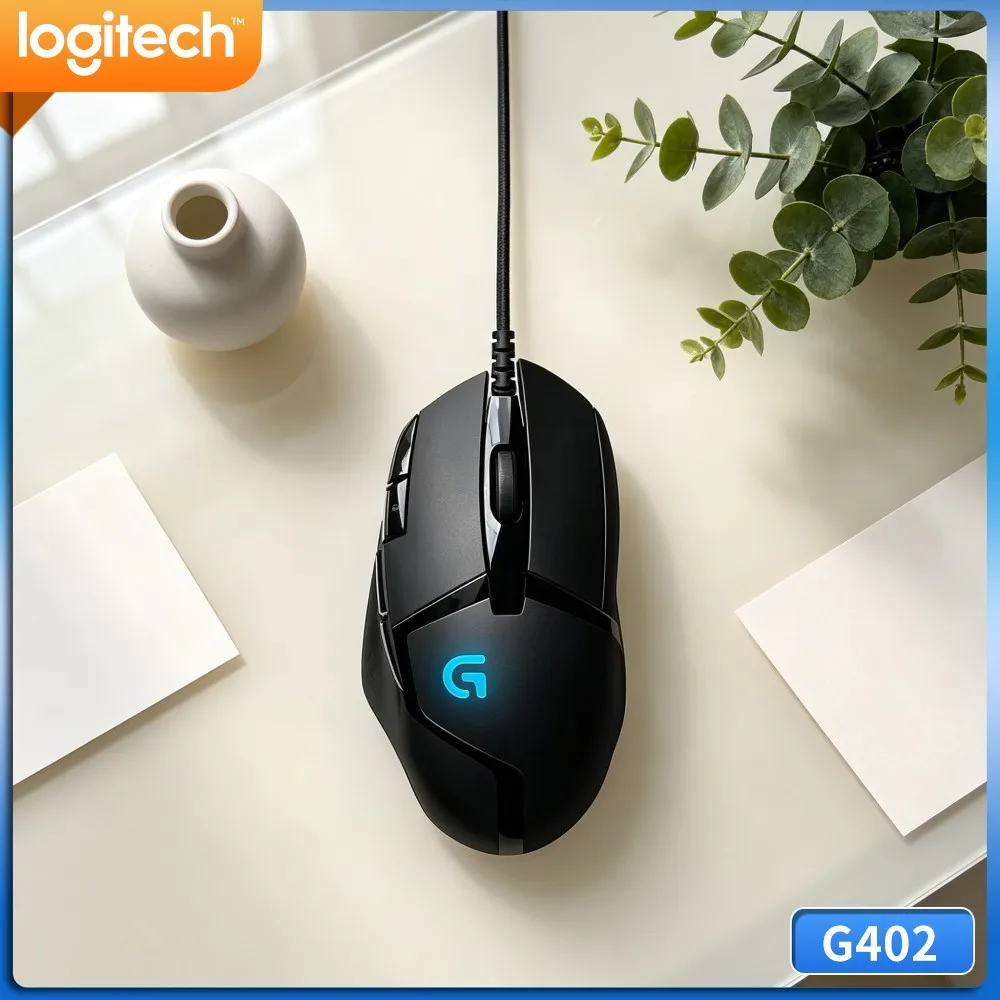 Logitech G402 Wired Gaming Mouse 4000 DPI 8 Custom Buttons 500 IPS 32-Bit Processor 1Ms Report Rate Anti-Slip