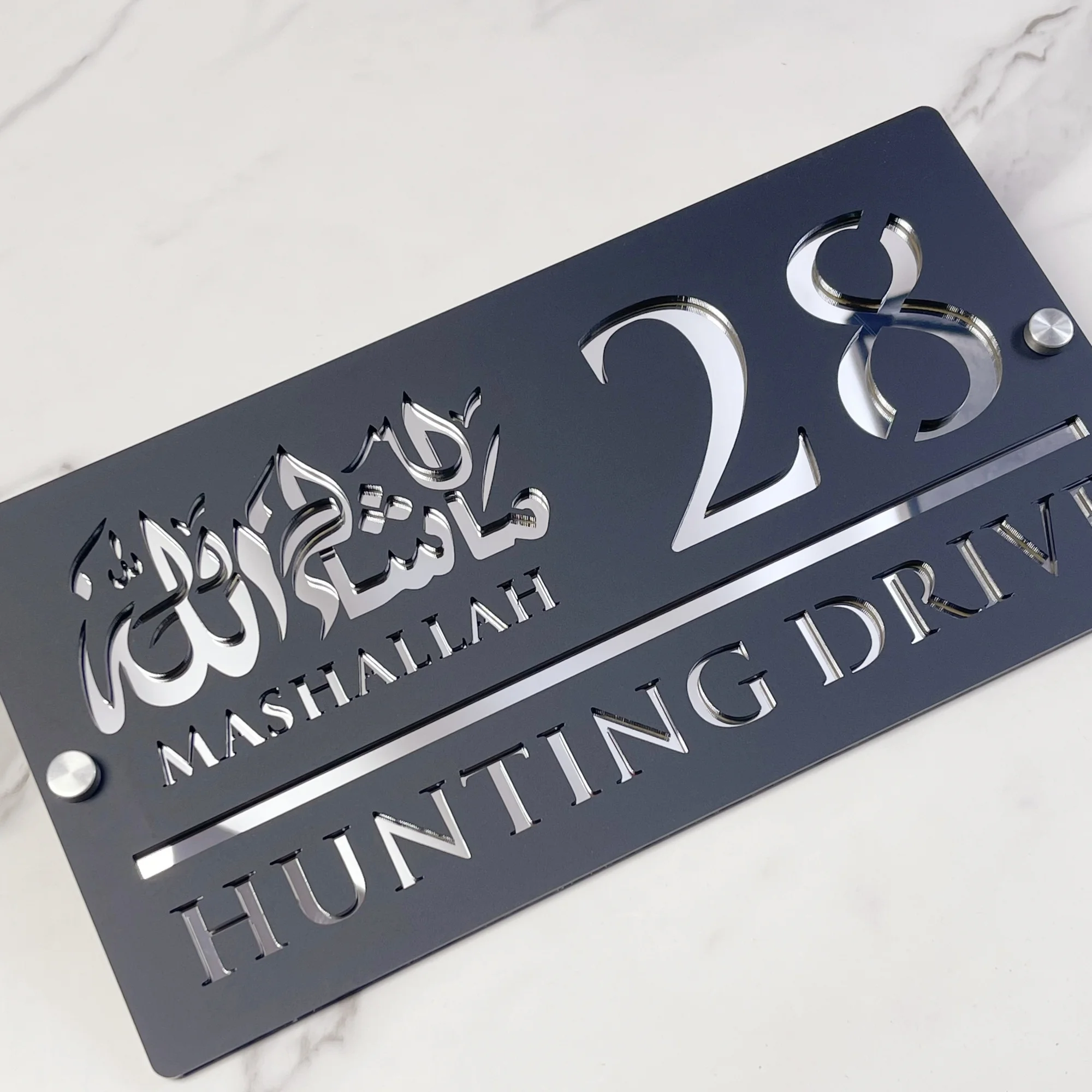 

House Wall Plaques Precision Laser Cut Acrylic House Number Sign Custom Matte Black Silver Mirror Finish Modern Address Plate
