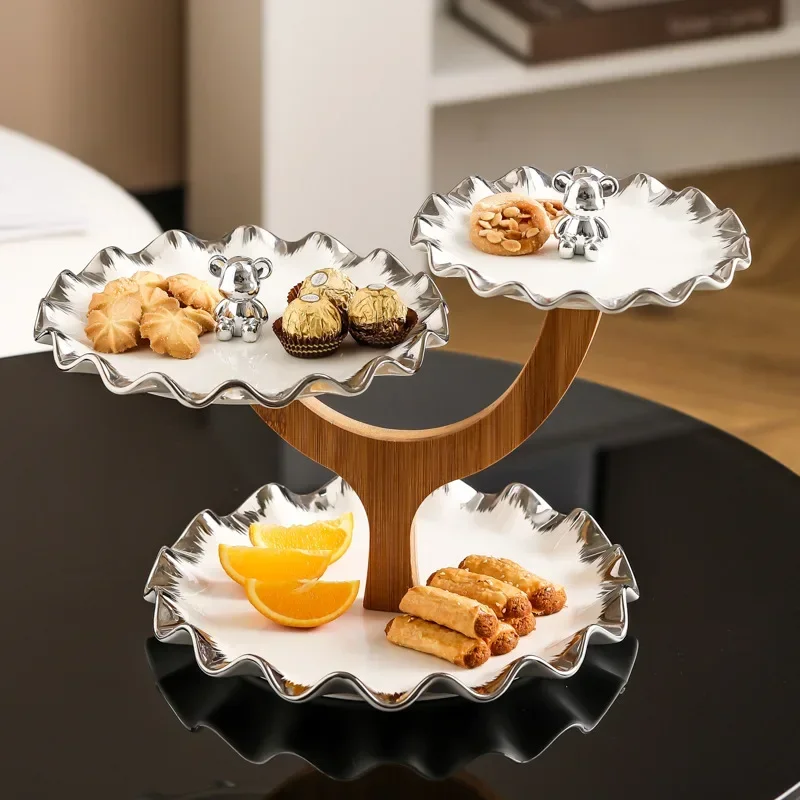 Light Luxury Living Room Tea Table Ornament Candy Snacks Fruit Platter Dessert Wedding Celebration Supplies Ceramic Plate G