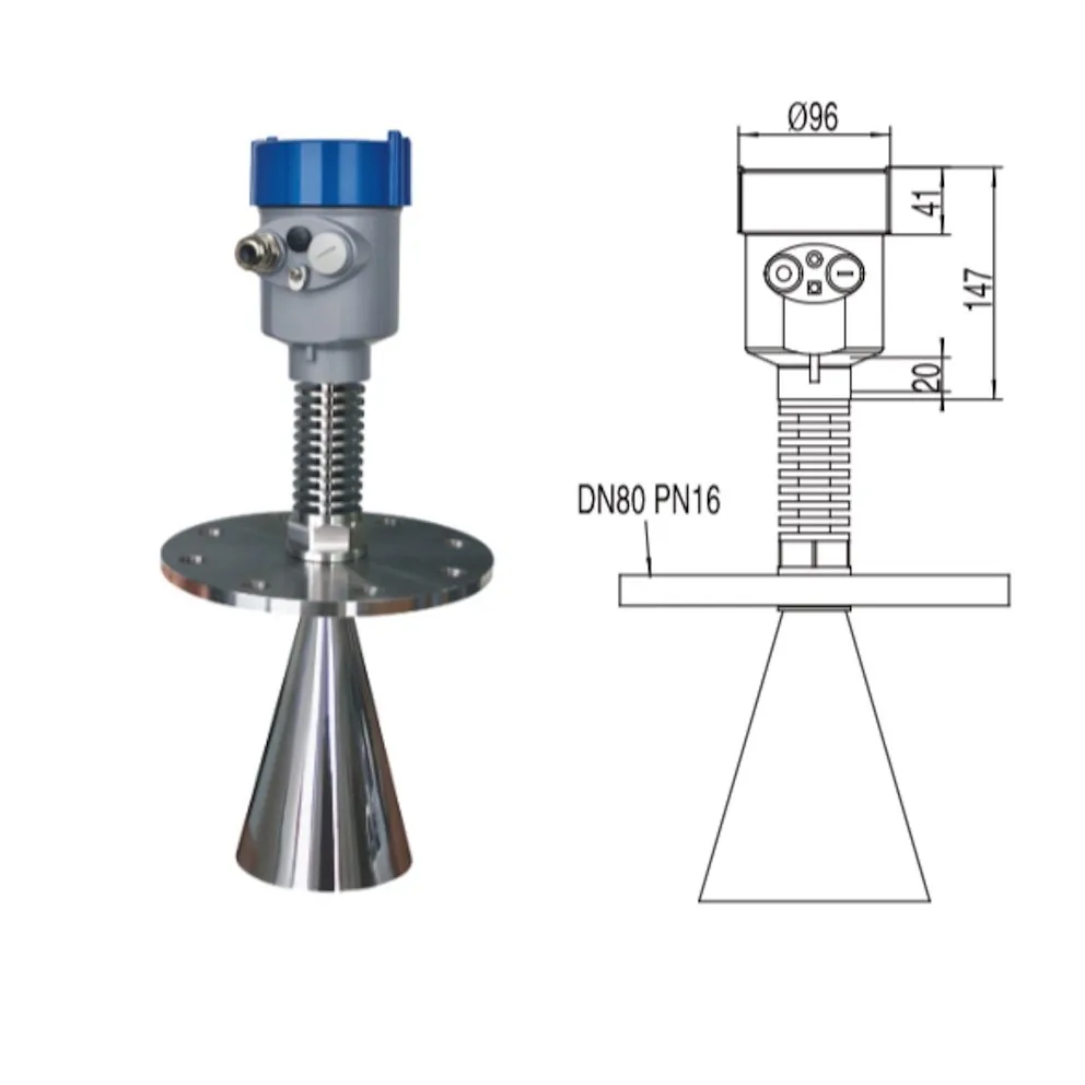 Shuohao 80GHz Level Transmitter Non-contact Level Sensor for Hydrometallurgy Fine Powder Silo