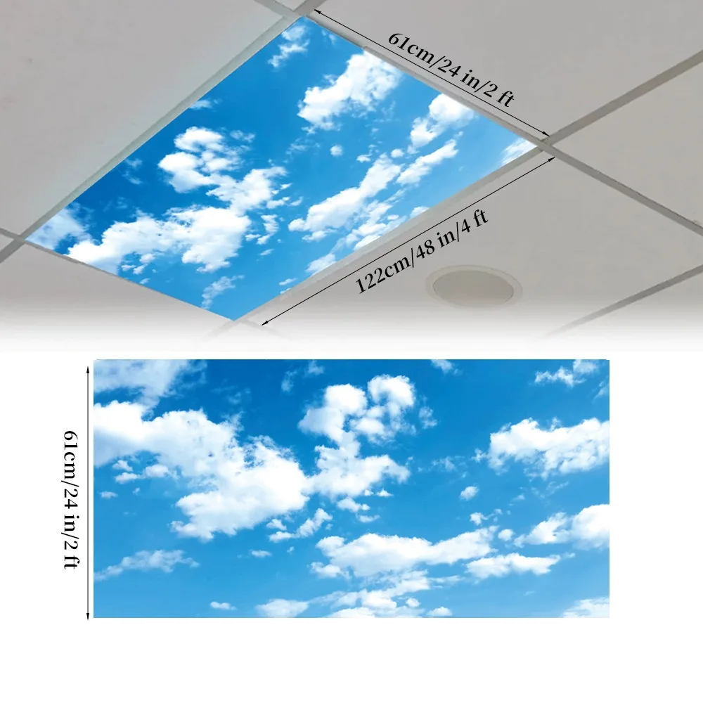 120*60cm Lampshade Anti-glare with 10 Magnetic Buckles Fluorescent Light Covers 15 Styles Sky Magnetic Light Filters Offices