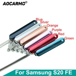 Aocarmo For Samsung Galaxy S20 FE G7810 Dual SIM Card Holder Sim Tray Slot Drawer With Dust Plug Cover Replacement Part