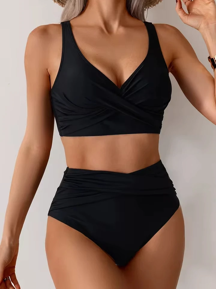 

2025 New Summer Swimwea Bikini Set Sexy High Waist V Neck Bikini 2 Piece Set Women Split Swimsuit Beach Backless Bikini
