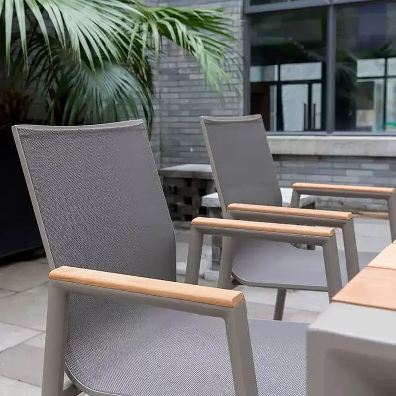 Solid Wood Teak Table and Chair Set Outdoor Garden Villa Waterproof Anticorrosion Sunproof Designer Leisure Furniture