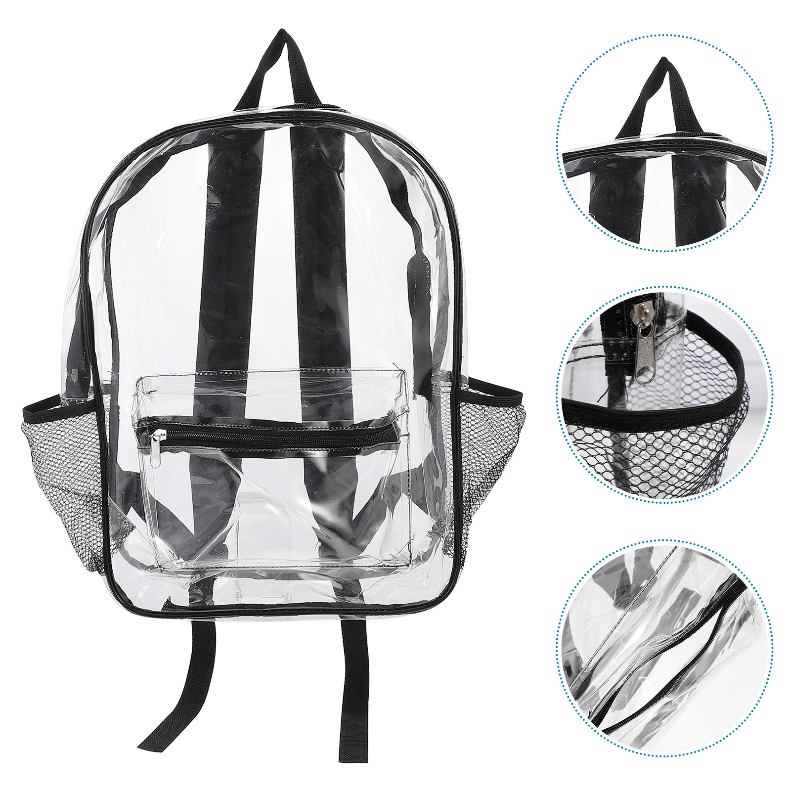 กระเป๋าเป้พีวีซีใสกันน้ำน้ำหนักเบาความจุขนาดใหญ่กระเป๋าหนังสือโรงเรียนแบบใสสำหรับการเดินทางทุกวันแต่งหน้า