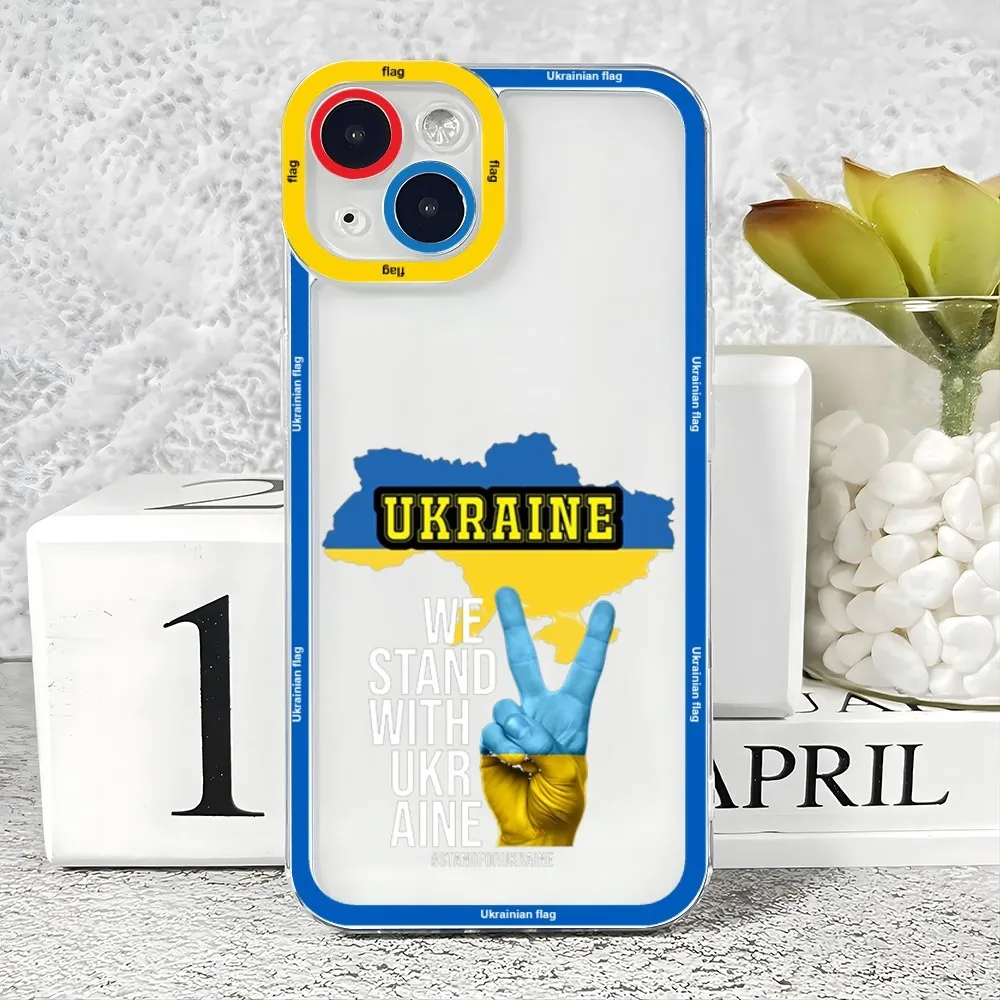 Ukrainian flag Mouse Pad Case For iPhone 15 14 13 12 11 Pro Max Mini XS X XR SE 7 8 Plus Soft Angel Eyes Cover