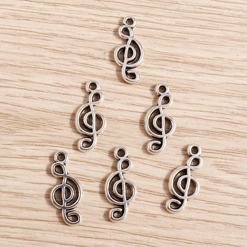 50 Stück 8x19mm Niedliche Legierungs-Musiknoten-Anhänger für Schmuckherstellung, Ohrringe, Halsketten, Armbänder, DIY-Bastelzubehör – Detail 4