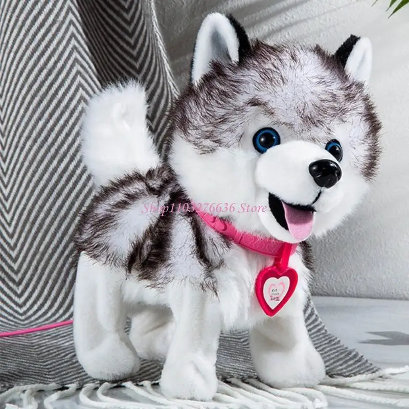 R6FD Symulowany szczeniąt Puppy Chalk Bark Electric Electric Walking Dog Toy