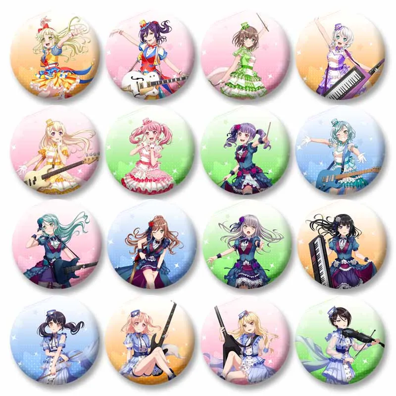 BanG Dream Game Badge Anime Poppin' Party Brooch Hanazono Tae Ushigome Rimi Cartoon Lapel Pins Backpack Hat Accessories Gifts