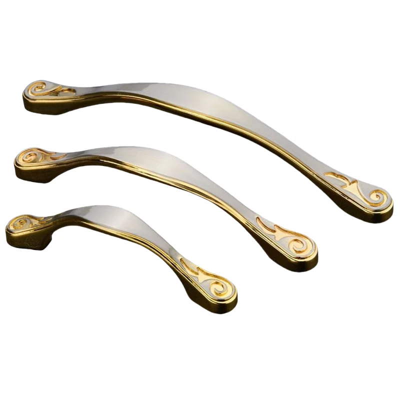 European Gold Silver Handle For Furniture Hardware Kitchen Cabinets Pulls Door Knobs Drawer Wardrobe Cupboard Dresser Handles