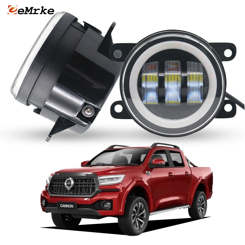 Upgrade White Led Fog Light Yellow Turn Signal Lamp Ring for GWM Cannon 2024 2025 DRL Poer 2026 with Lens Luz de niebla 30W Pair