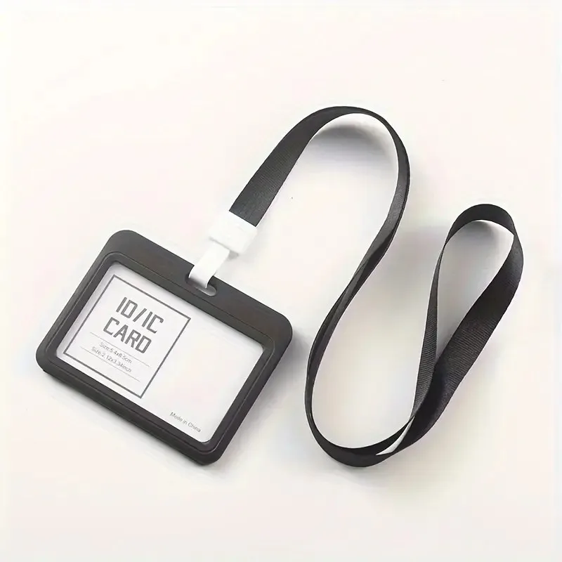 dual-use transparent double-sided work card holder with nylon lanyard - suitable for employees and factory workers
