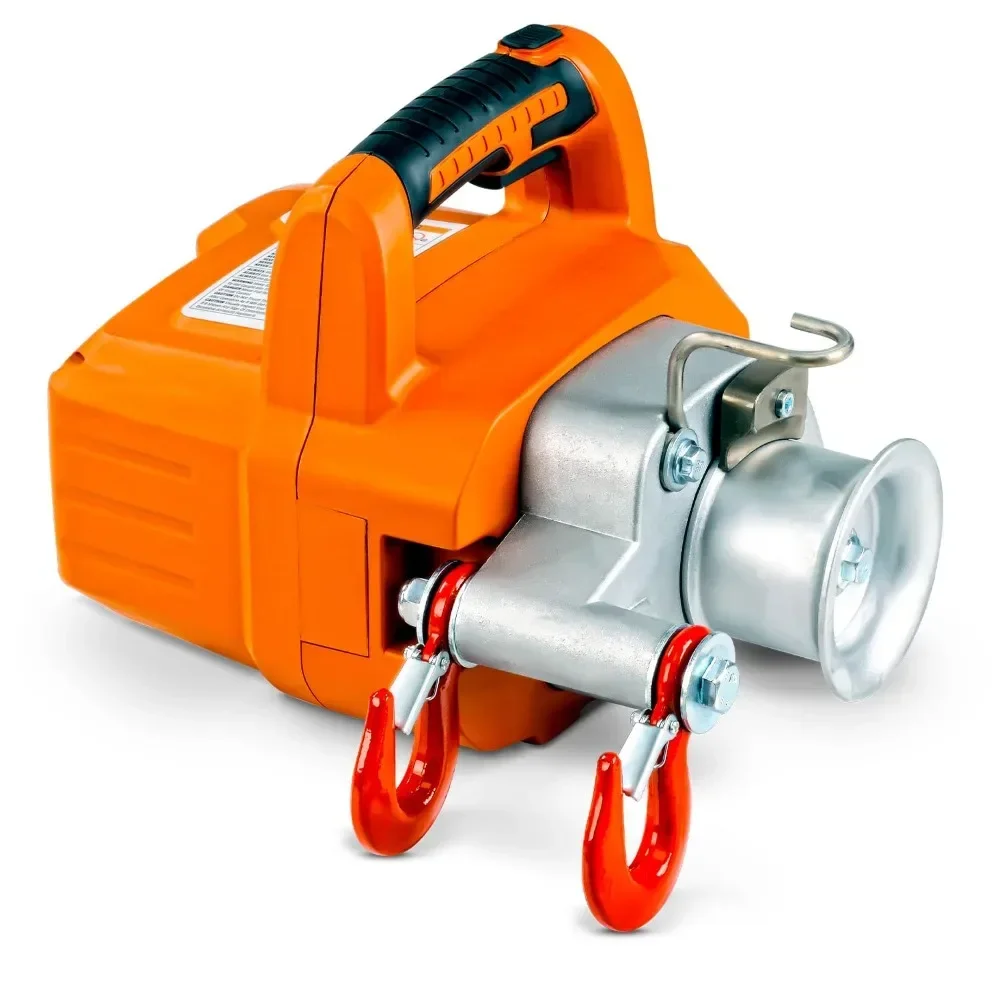 Electric Portable Capstan Winch, Brushless Motor, 1000-2000 lbs Max Pulling Force, Includes 100ft Low-Stretch Rope