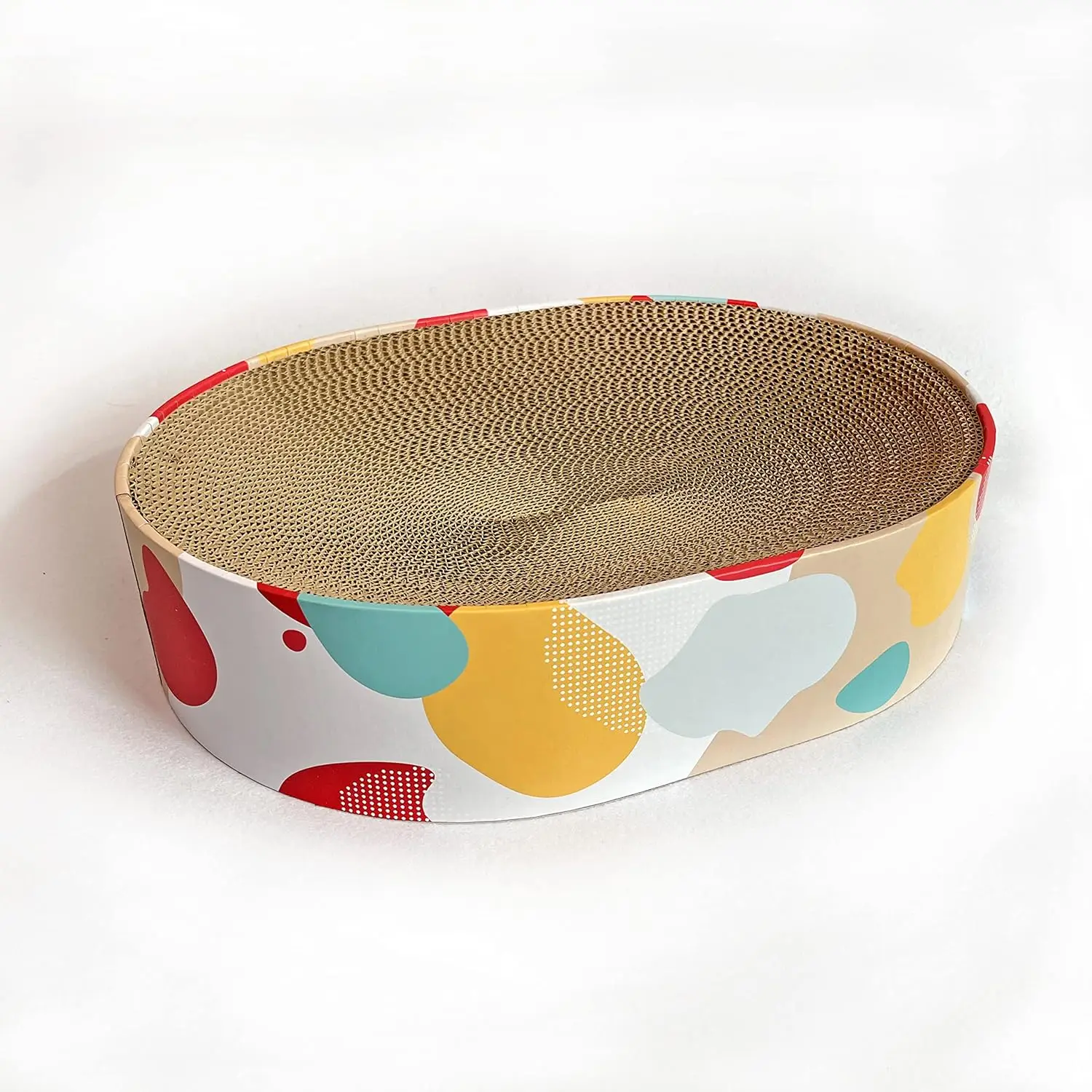 

Oval Eco-Friendly Scratching Board-High Density Cat Nest Sleeping Pad Durable Catnip-Filled Scratching Board Christmas Design