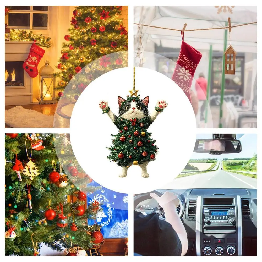 1 Stück Weihnachtsbaum-Anhänger Niedliche Katzen-Hängedekoration für Auto Rucksack Weihnachtsbaum-Deko Partyzubehör Neujahrsgeschenke – Detail 5