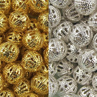 100pcs/bag Metal Hollow Ball Beads 6mm/8mm/10mm Alloy Gold & Silver Beads Jewelry DIY Accessories