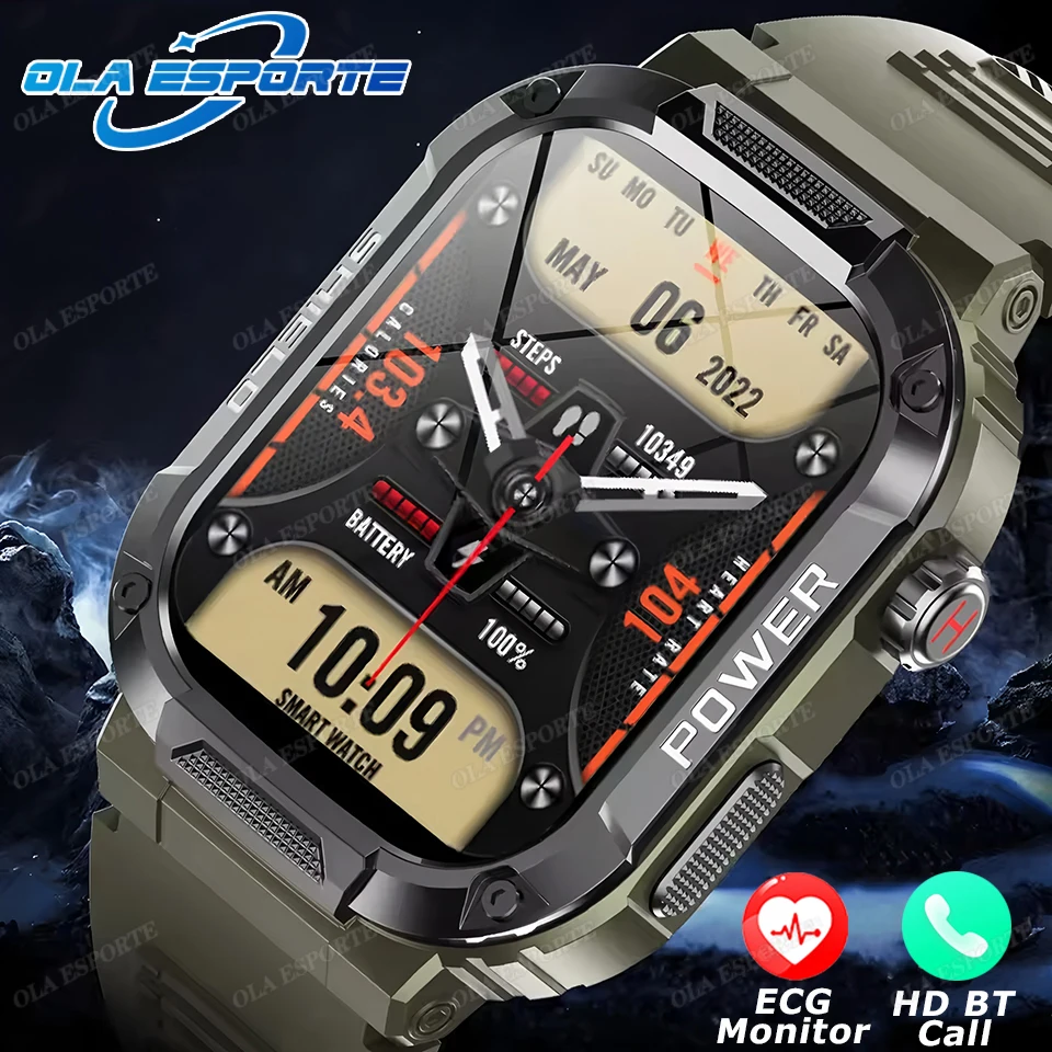 

New Military Smart Watch 2025 Men IP68 5ATM Outdoor Sports Fitness Tracker Health Monitor 1.85Inch BT Call Waterproof Smartwatch