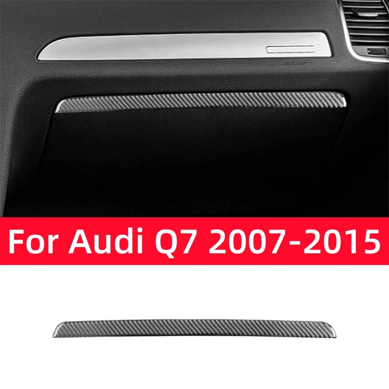 For Audi Q7 2007-2015 Car Accessories Carbon Fiber Interior Auto Co-pilot Storage Box Decorative Sticker Cover Trim Strip