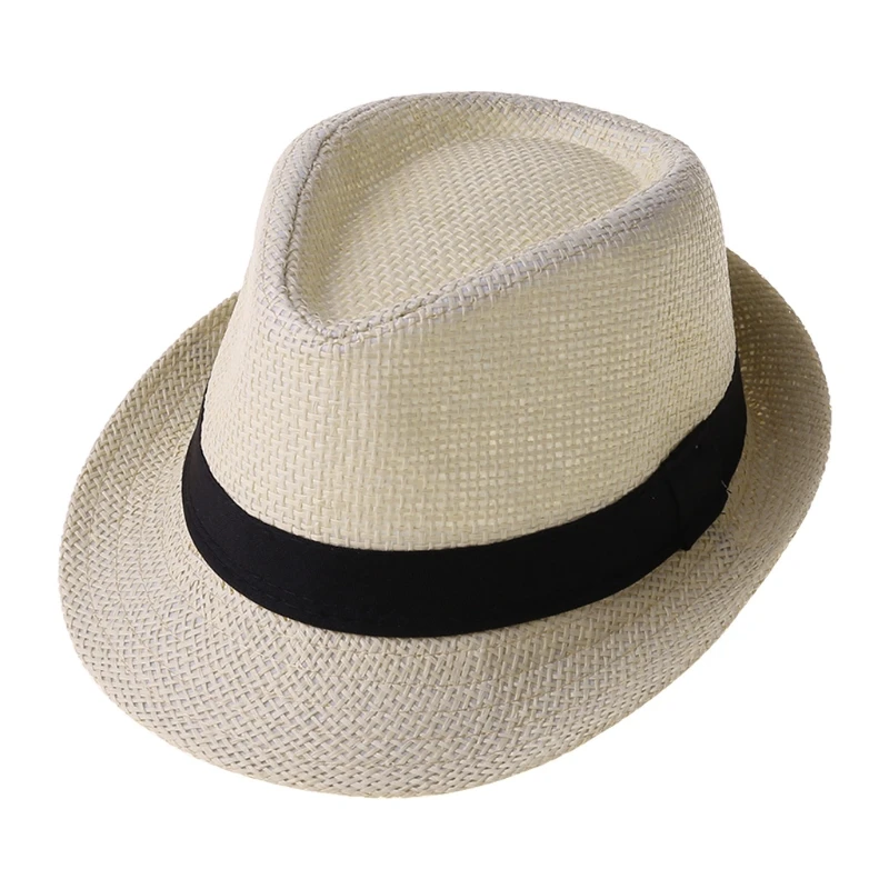 Children Kids Summer Beach Straw Hat Jazz Panama Breathable Hat Large Brim  Outdoor Breathable Hats Girls Boy Sunhat