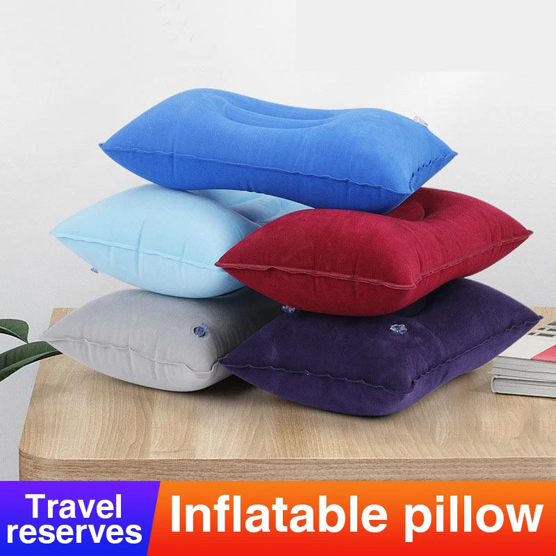 1Pcs Outdoor Inflatable Nap Pillow Inflatable Back Pad PVC Flocking Throw Pillow Travel Pillow Camping Pillow