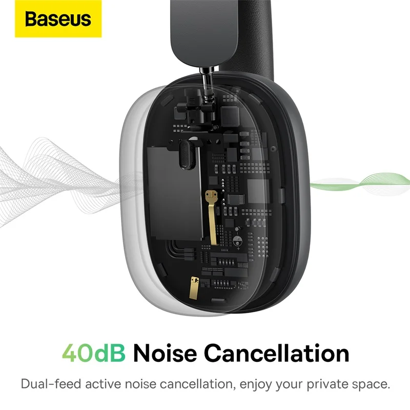 Baseus H1 Wireless Headphone 40dB ANC Active Noise Cancelling Bluetooth 5.2 Headset Earphone Head Set Earbuds For iPhone Xiaomi