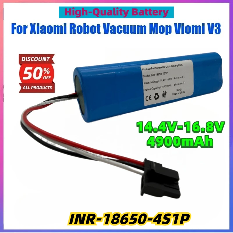 Newly Released 14.4V-16.8V 4900mAh Rechargeable Battery Packs For Xiaomi Robot Vacuum Mop Viomi V3 Replace the battery