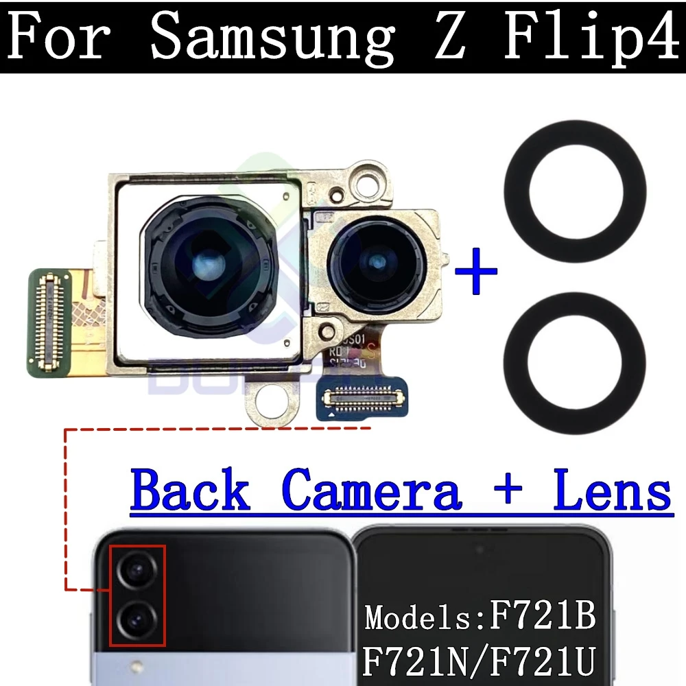 Rear Camera Flex Cable For Samsung Galaxy Z Flip4 F721 Flip 4 Front Selfie Facing Main Back Camera Glass Lens Parts