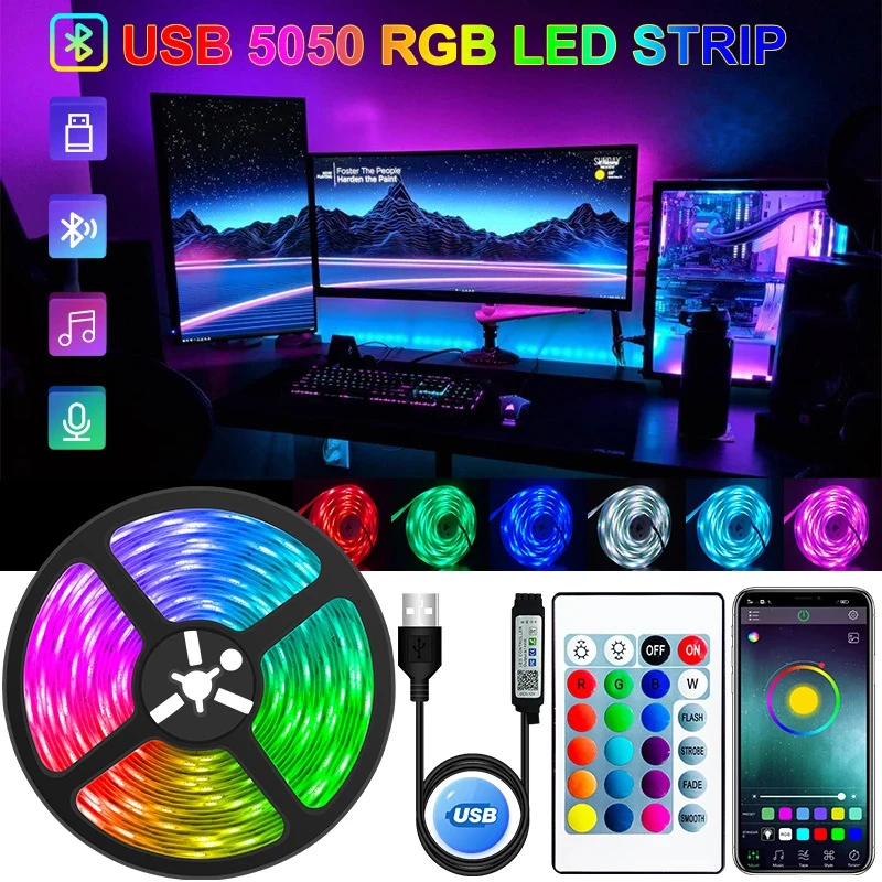 Xiaomi Mijia RGB LED Strip Lights 5050 Bluetooth APP Control Color Light Flexible Lamp Tape Ribbon for Room Decoration Backlight