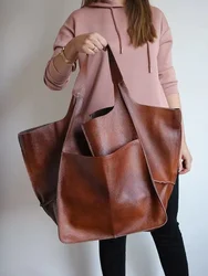 Sacs à Main en Cuir Souple Vintage pour Femme, Fourre-Tout de Luxe de Styliste, Grande Capacité, H4