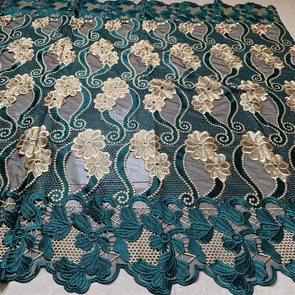 

2026 Nigerian High-Quality Tulle Lace Fabric for Sewing Wedding Party Dress Chiffon Guipure Embroidery Cotton 5Yard YXZ003