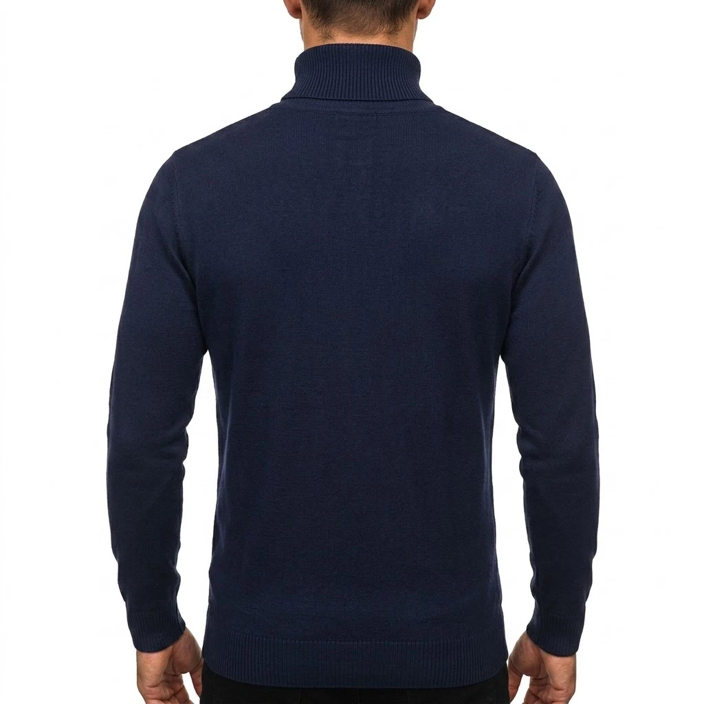 Herren Warmer Rollkragenpullover Einfarbiger Anti-Pilling Strickpullover Klassischer Herbst Hochwertiger Gestrickter Trendiger Herren Winter Streetwear – Detail 11