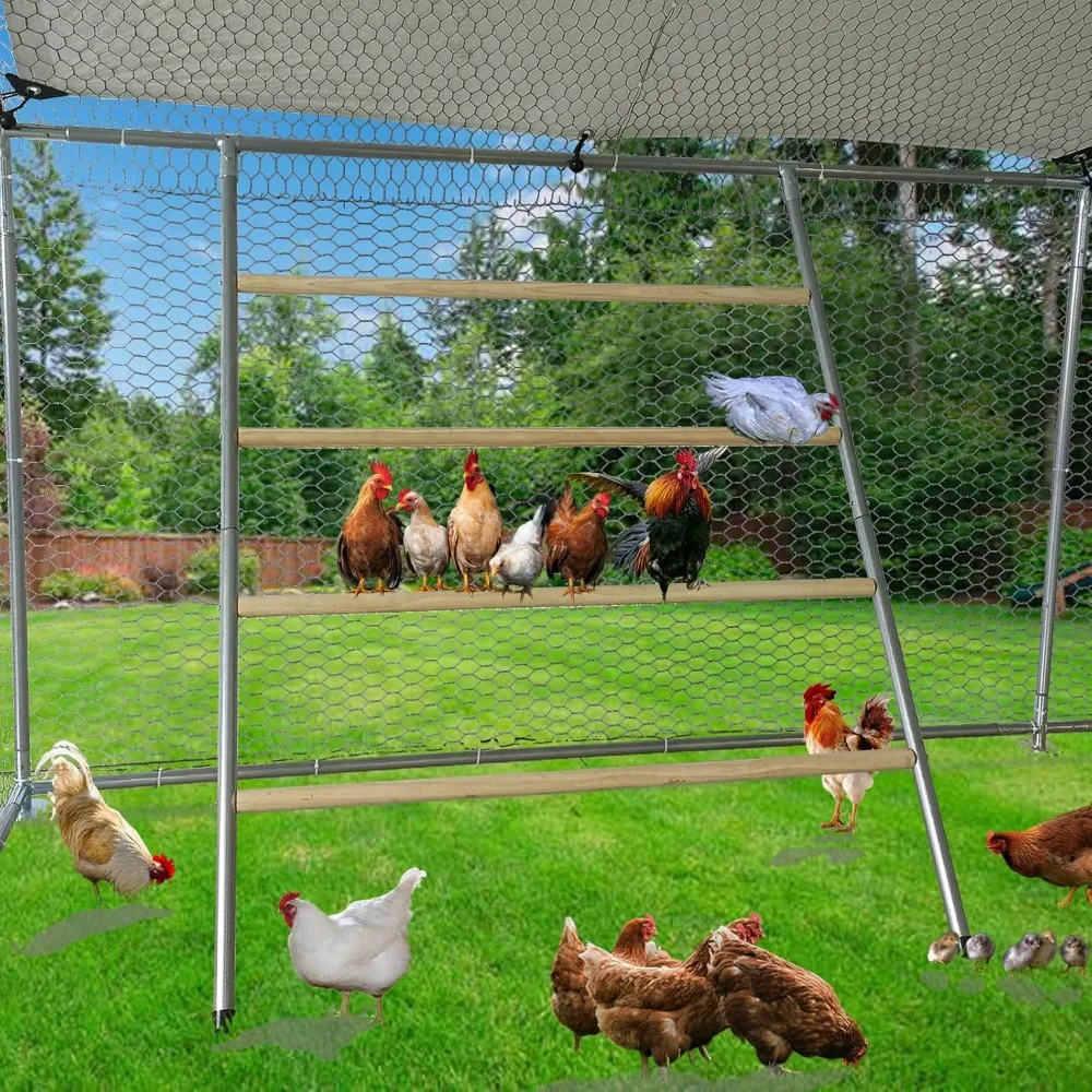 

Chicken Perch Set for Chicken Coop, Roosting Ladder Sturdy and Easy Assembly Galvanized and Log Material, Chicken Roost
