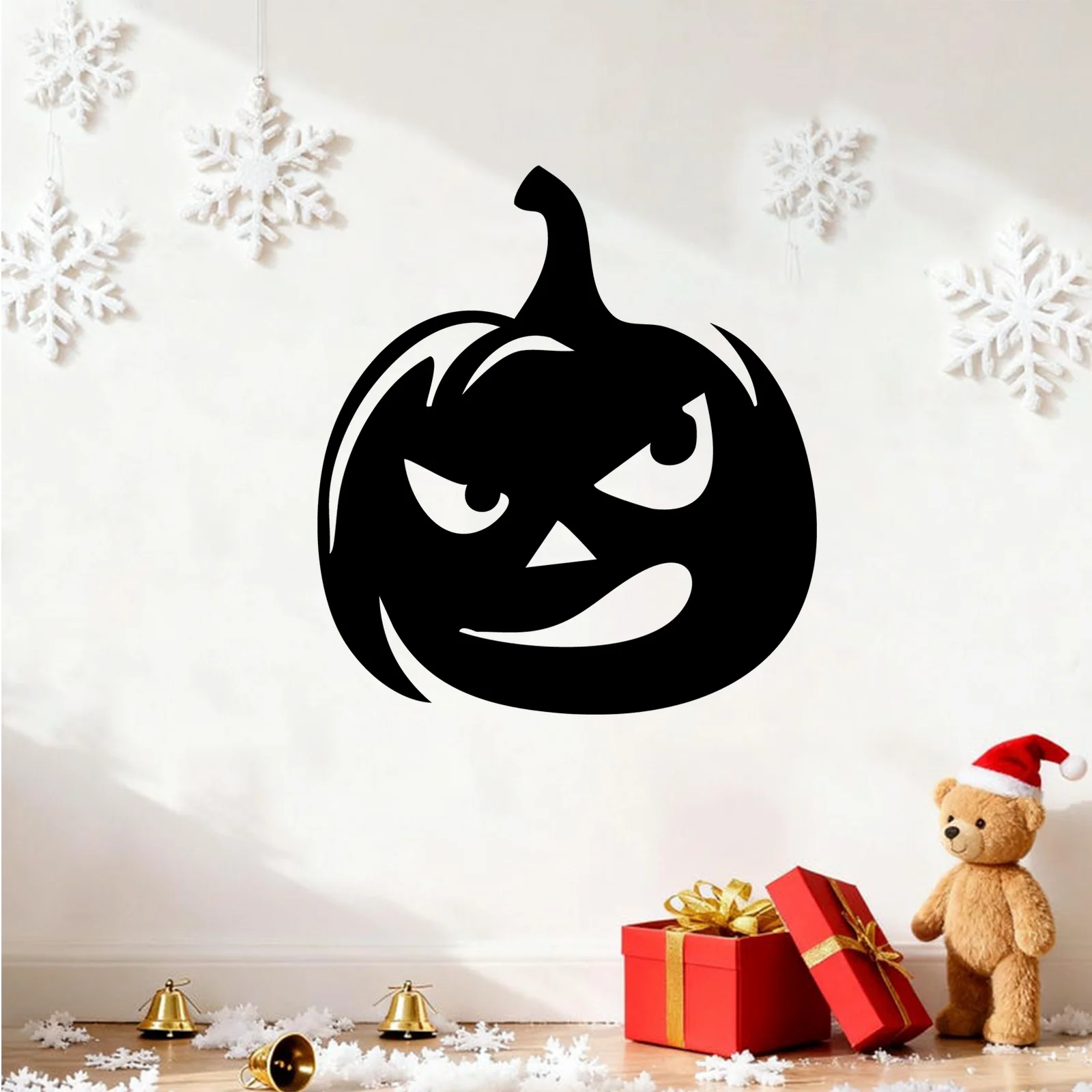 Jack-O'-Lantern Metal Wall Art Decorative Statue Mural Halloween Thanksgiving Rust-Resistant Garden Fence Porch Outdoor Gift