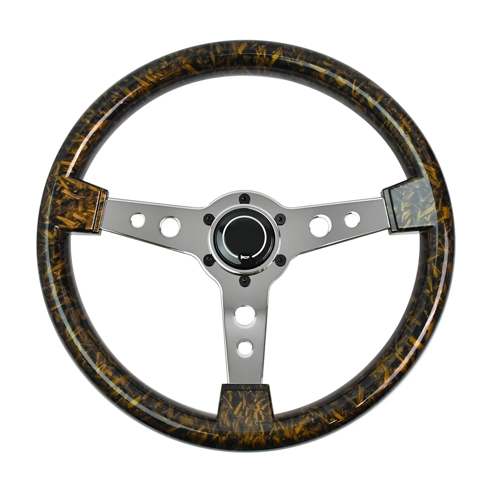 

350mm Brown ABS Classic Retro Steering Wheel Oxidized Bracket 40mm Deep Anti-Slip Bracket Drift Sport Steering Wheel