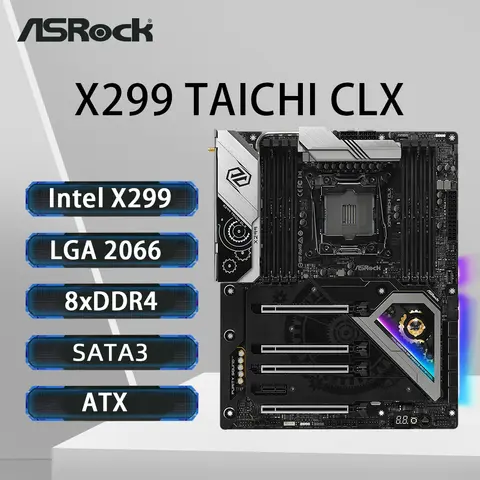 Placa base ASRock X299 TAICHI CLX LGA 2066 compatible con I9-9980XE 10980XE i9-7960X I7-9800X i7-7800X i5-7640X CPU 8xDDR4 2xM.2 ATX